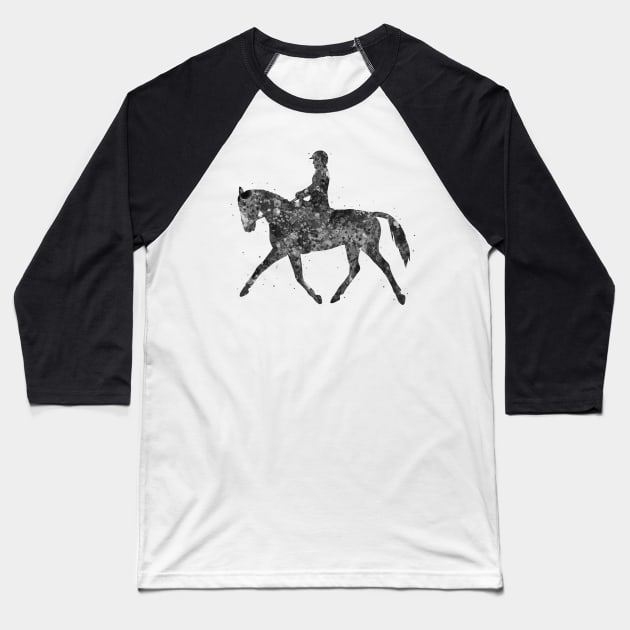 Equestrian black and white Baseball T-Shirt by Yahya Art